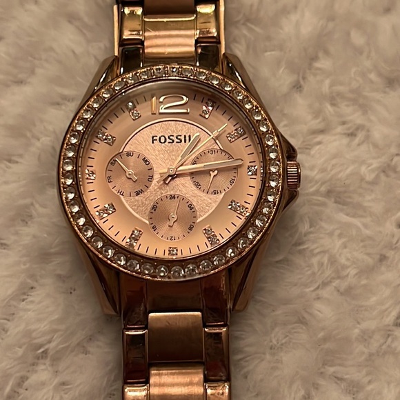 Fossil Womens Riley Multifunction Watch Crystals Rose Gold - Picture 5 of 9